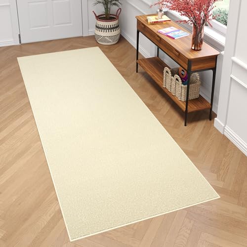 TAPISO Mono Tappeto Passatoia Runner Pelo Corto Morbido Design Moderno Monocromatico Unicolore Tinta Unita Tonalità Crema Corridoio Ingresso Salotto Sala Cucina Oeko-Tex 70 x 210 cm