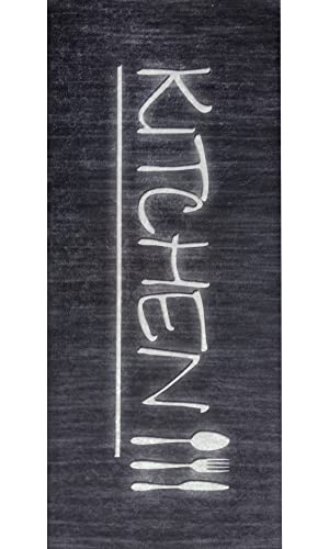 MANI TEXTILE TPS_KITCH_NERO 90 Tappeto, Poliestere, 90 x 130 cm