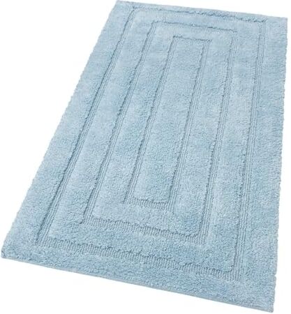 Emmevi Tappeto Bagno Puro Cotone Elegante Morbido Scendiletto Antiscivolo Lavabile 60x40 Cm Azzurro