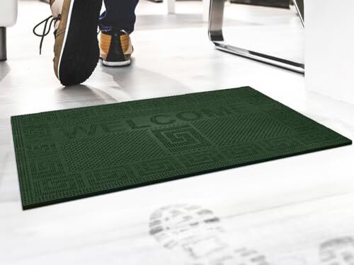 GEMITEX ZERBINO WELCOME MADE IN ITALY, RETTANGOLARE 40X60CM, VERDE, PULISCE A FONDO, LUNGA DURATA, ECOSOSTENIBILE, LAVABILE FACILMENTE CON UN GETTO D'ACQUA