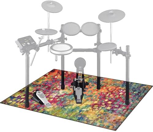 ichu Tappeto Batteria Tappeto per Batteria Elettronica Tappetino Insonorizzato Antiscivolo Drum Rugs-O-90 x 130 cm