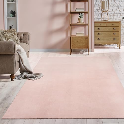 the carpet Relax Tappeto moderno a pelo corto, soggiorno, fondo antiscivolo, lavabile fino a 30 gradi, morbidissimo, aspetto pelliccia, Blush, 200 x 280 cm