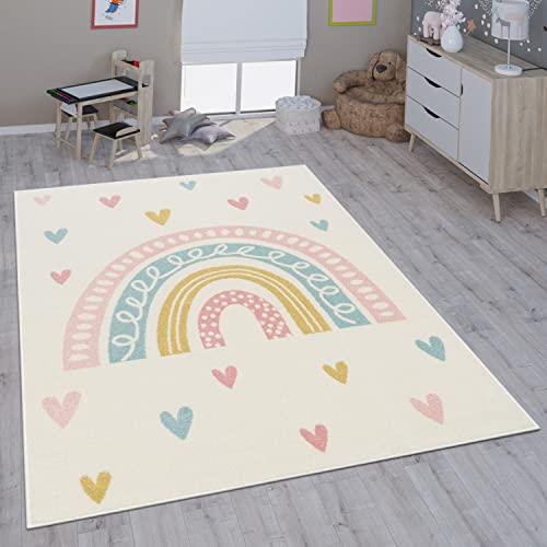 Paco Home Tappeto per Bambini cameretta Bambine Bambini Diversi Motivi e Dimensioni, Dimensione:80x150 cm, Colore:Crema 4