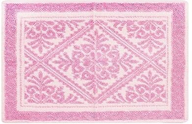 SaRani Tappeto Intrecciato Sardo in Cotone Tinta Unita Fantasia in Rilievo Bordo Ricciolini, PRODOTTO IN SARDEGNA (40x60 cm, Rosa)