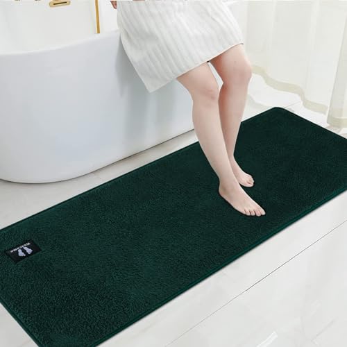 RTBQJ-AT Tappetino da bagno antiscivolo extra large in microfibra, tappeto da bagno passatoia da bagno tappeto da cucina tappetino da doccia lavabile verde scuro 40 x 120 cm