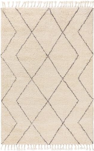 benuta Finest Beppo Tappeto di lana annodato a mano, 100% lana annodata a mano, rettangolare e in stile: Berber, geometrico, tradizionale, Hygge & Cozy, minimalista, naturale, beige, 80 x 150 cm