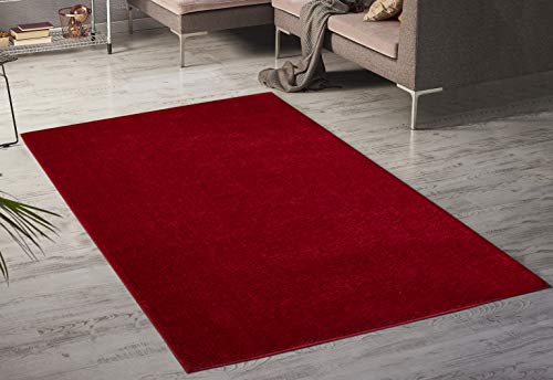 Serdim Rugs Rosso 160x230 Tappeto Parigi Soggiorno Gliiter Shimmer Plain Area, Poliestere, 160x230cm (5'3"x7'7")