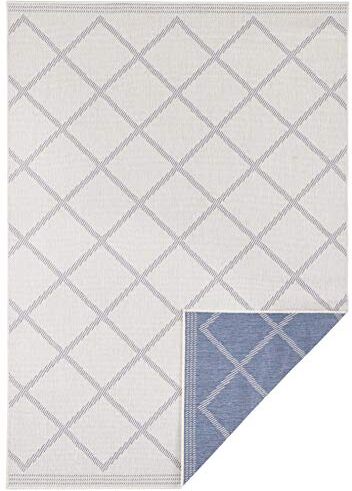 NORTHRUGS bougari Corsica Passatoia in polipropilene, 80 x 250 cm, colore: Blu/Crema