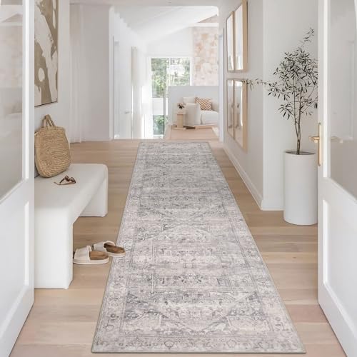 Homcomodar Boho Corridoio Runner Tappeto 65x240cm Antiscivolo Lavabile Distressed Cucina Tappeti Runner Vintage Pavimento Tappeto Runner per Corridoio Ingresso Lavanderia Oltre