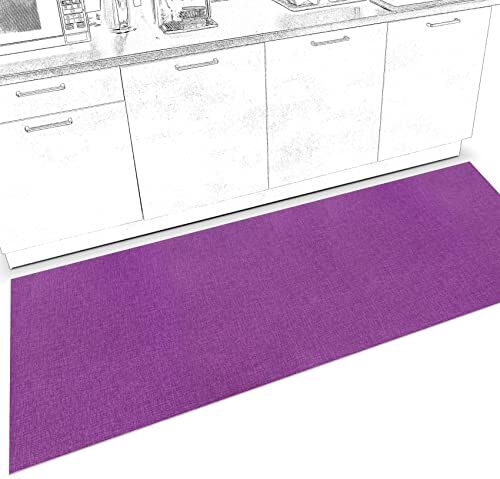 ANRO Tappeto per cucina e corridoio, antiscivolo, lavabile, 240 x 67 cm, colore: viola