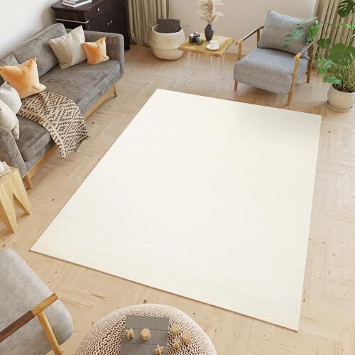 TAPISO Mono Tappeto Salotto Pelo Corto Design Moderno Monocromatico Tinta Unita Monocolore Tonalità Crema Panna Soggiorno Camera da Letto Sala OEKO-TEX 200 x 300 cm