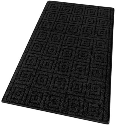 Emmevi Tappeto Cucina 3D Antiscivolo Tinta Unita Elegente Lavabile Morbido Assorbente Mod.EVITA 57X290 NERO