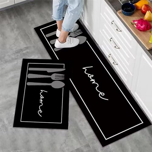 7VSTOHS Tappetini da cucina 2 pezzi, Tappeto Cucina Antiscivolo, Antiscivolo Impermeabile PVC Tappeti da Cucina, lavabile, Adatto per corridoi, cucine, bagni, 43x75+43x120cm