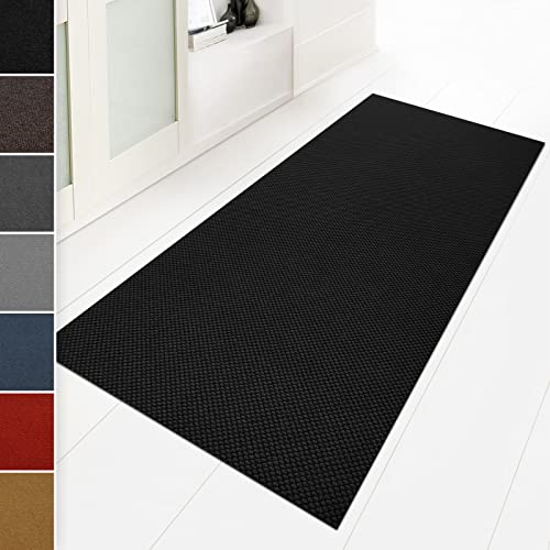 Floordirekt Zerbino 80 x 200 cm, colore nero, ideale anche come tappeto cattura lo sporco su misura, per corridoio, cucina, lavabile, antiscivolo, al metro (Hong Kong)