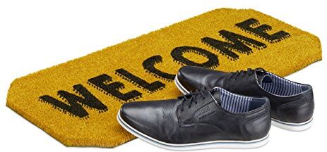 Relaxdays Tappeto Asciugapassi Zerbino Welcome, PVC, Giallo, 50 x 65 cm