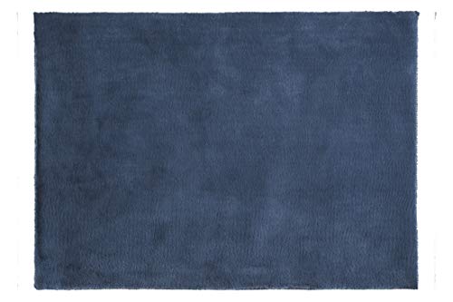 Eurofirany Tappeto Decorativo Da Bagno, Per Soggiorno, Camera Da Letto, Cucina, Rettangolare, In Finta Pelle, Morbido, 50 x 70 cm, Colore: Blu Navy