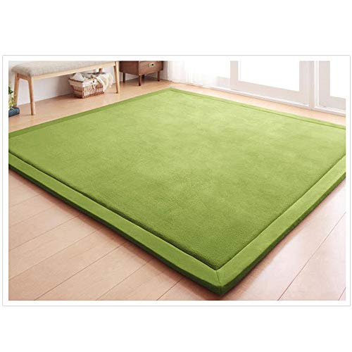 Loartee Tappeto di Velluto Corallo Ispessimento per Bambini Coperta strisciante Tappeto Morbido per Bambini Tatami Tappetino,Muschio verde,190 * 240cm