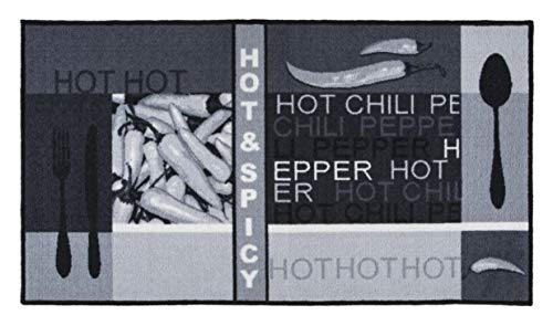 andiamo Tappeto Passatoia Peperoncino Design Tappeto Cucina Hot & Spicy Grigio 67x120 cm