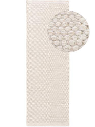 benuta Tappeto di lana Rocco bianco, 80 x 250 cm, a pelo corto, per soggiorno, camera da letto, sala da pranzo o cameretta dei bambini