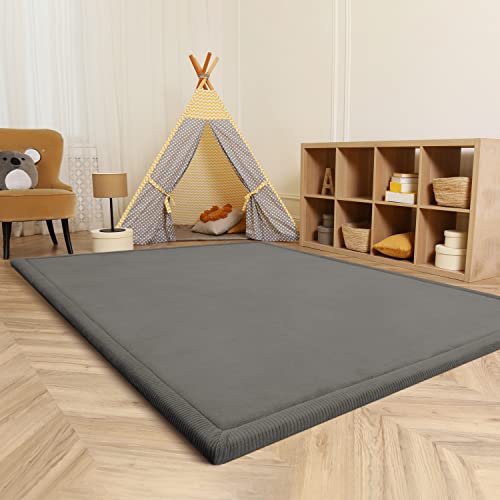 Paco Home Tappeto Bambini Cameretta Bambina Ragezzi Tappeto Morbido Antiscivolo Moderno, Dimensione:100x200 cm, Colore:Grigio