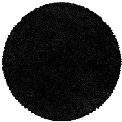 Carpetsale24 Tappeto pelo lungo, colore nero, unicolor-monocroma, 38325, tappeto rotondo, Tappeto soggiorno, 80 cm Rotondo