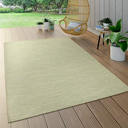 Paco Home Tappeto da esterni per il balcone o la terrazza nei colori pastello grigio rosa e verde dal tessuto piatto, Dimensione:80x150 cm, Colore:Verde