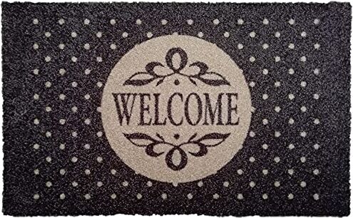 oKu-Tex Zerbino, Tappeto Ingresso casa, Welcome Polkadot, Interno, Antiscivolo, Lavabile, Poliammide, Vinile, 40 x 60 cm