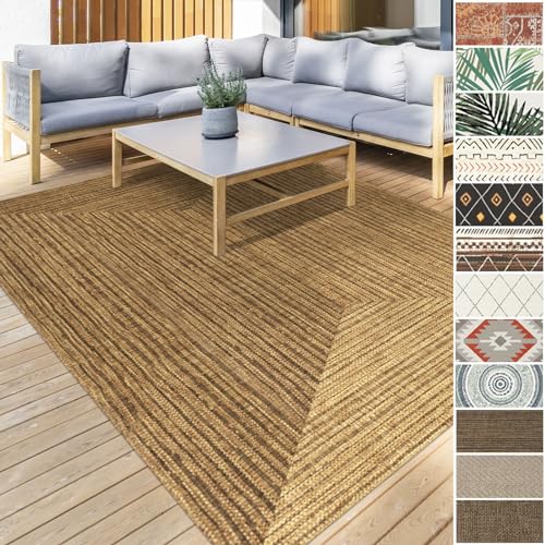 Floordirekt Tappeto da esterno resistente alle intemperie e ai raggi UV, per terrazze, balconi o runner da cucina, tappeto da corridoio e soggiorno, robusto, a pelo corto, lavabile, 80 x 150 cm,