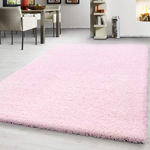 Teppium Tappeto a Pelo Lungo unicolore per Soggiorno, Camera da Letto, Sala da Pranzo, corridoio e Cucina, Morbido e soffice, Facile da Pulire Misurare: 140 x 200 cm Colore: Rosa-1