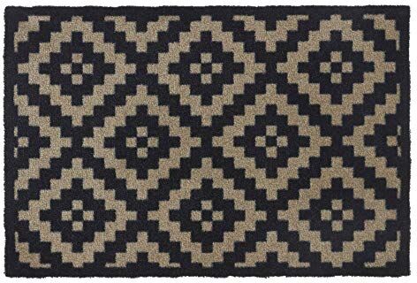 Hamat Tappeto d' Ingresso Prestige Lavabile in Poliammide Nero e Beige, 50 x 75 cm