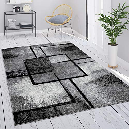 Paco Home Tappeto Grigio Salotto Vintage Pelo Corto Motivo Geometrico Astratto, Dimensione:240x340 cm, Colore:Grigio 4