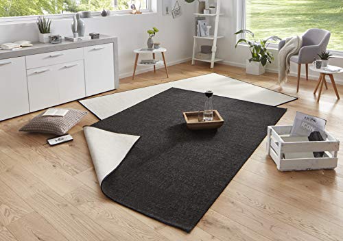 NORTHRUGS Tappeto Double-Face Miami per Interni ed Esterni, 80 x 150 cm, Colore: Nero Crema, Polipropilene