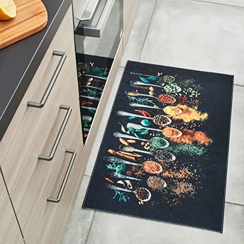 Nazar Tappeto da Cucina Lavabile in Lavatrice, Kitchen, Passaggio, Tappeto Bagno, Tappeto Corridoio (8171 Nero, 50x80 cm), ()