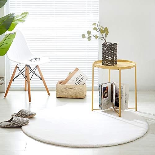 Teppich Wölkchen Tappeto Soffice Di Pelliccia Finta Di Coniglio   Decorazione Da Salotto   Tappeto Di Pelliccia Lavabile Come Tappetino Da Letto   Bianco 120cm Rotondo