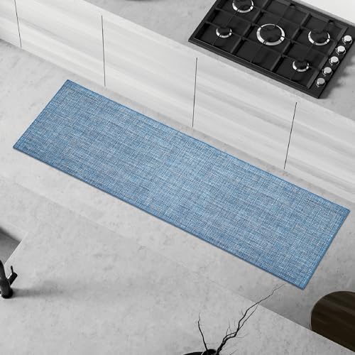 Comart , Tappeto Trama da Cucina, da Arredamento, Antiscivolo, Trama Fine, Blu, 50x180 cm