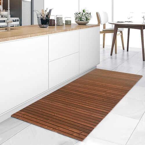 HomeLife il Tappeto Cucina Antiscivolo Lavabile in PVC, 100% Made in Italy: Scegli il Tappeto Passatoia Cucina Lavabile in Vinile e Proteggi i tuoi Pavimenti da Olio e Macchie   Bamboo Marrone, 52X300