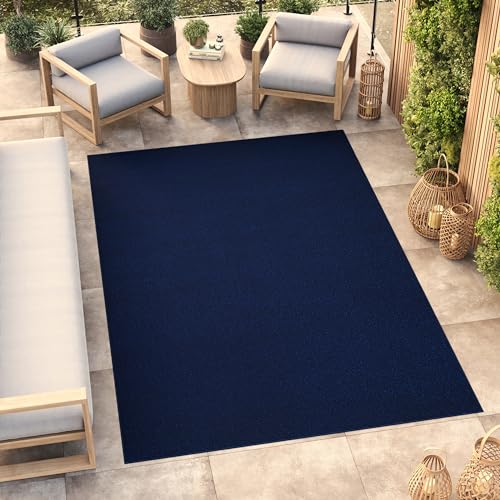 TAPISO Mono Tappeto Pelo Corto Soggiorno Interno Esterno Monocolore Tonalità Blu Scuro Navy Moderno Monocromatico Tinta Unita Camera Cucina Cameretta Salotto OEKO-TEX 120 x 170 cm