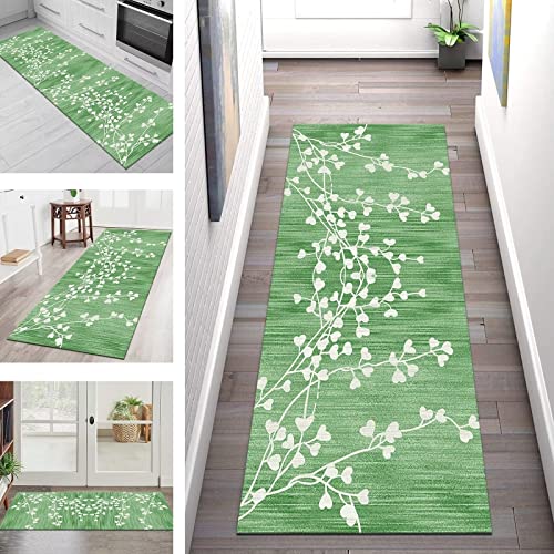 SGLGSTORE Tappeto Passatoia per Corridoio Antiscivolo Lavabile tappeto cucina Moderno Tappeti Runner 100X150CM Verde Astratto Tappeto Runner ingresso interno Soggiorno Bagno Antimacchia Tappetino per metro