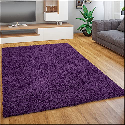 Paco Home Shaggy Tappeto A Pelo Lungo In Diversi Colori E Misure, Dimensione:80x150 cm, Colore:Viola