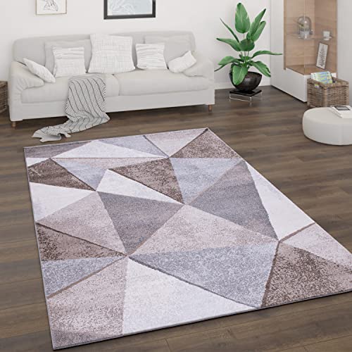 Paco Home Tappeto Salotto Pelo Corto Stile Vintage Astratto Design Moderno Geometrico Motivo Diamante, Dimensione:60x100 cm, Colore:Beige