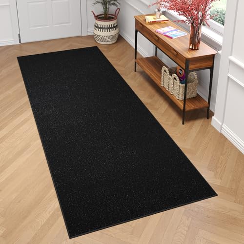 TAPISO Mono Tappeto Passatoia Runner Pelo Corto Morbido Design Moderno Monocromatico Unicolore Tinta Unita Tonalità Nero Corridoio Ingresso Salotto Sala Cucina Oeko-Tex 120 x 200 cm