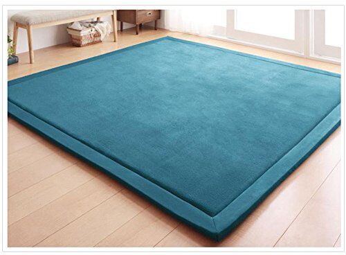 CASTLYE Tappeto per Bambini, in Velluto di Corallo, Tappeto Antiscivolo per la Camera dei Bambini, Tappeto per Salotto,Blu-Verde,150x200cm