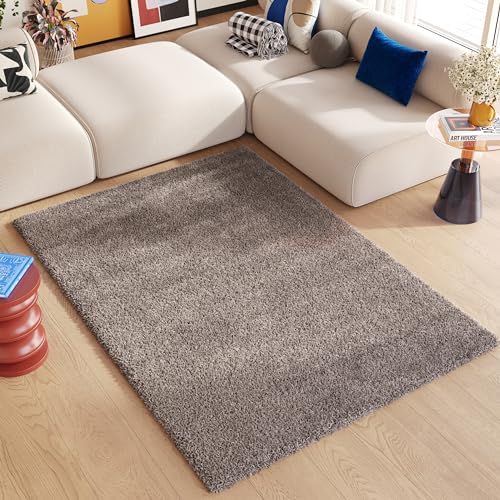 TAPISO Essence Tappeto Shaggy a Pelo Lungo Grigio Marrone Taupe per Soggiorno Sala Camera da Letto Cameretta Morbido Resistente Sicuro OEKO-TEX 140 x 200 cm