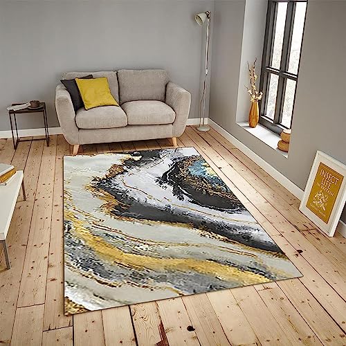 Generic Tappeto Di Stampa 3D Striscia Di Pittura A Olio Nera Gialla Tappeto Super Morbido Antiscivolo Soggiorno Camera Da Letto Decorazione Della Casa Poliestere Soft 50 X 80 Cm -4J5H+O2T