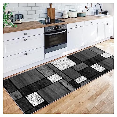 Siunwdiy Moderno Geometrico Tappeto Passatoia Cucina 3 Metri Antiscivolo Lavabile Grigio nero Tappetino Runner Tappeti Runner per Salotto Corridoio Ingresso, Larghezza 40-140cm,50X300CM