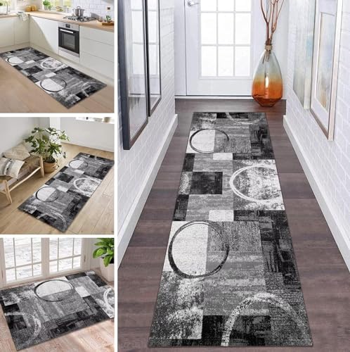 ZDYHMrj Tappeto/passatoia da cucina/corridoio antiscivolo, lavabile, tappeto lungo 110 x 280 cm, colore grigio, nero, al metro, per la cucina, per la camera da letto, il soggiorno, la sala da pranzo,