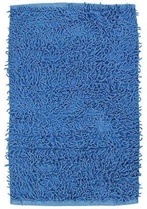 Thedecofactory Tappeto 60 x 90 Shaggy, Cotone, Blu, 90 x 60 x 1,5 cm