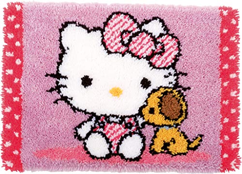 Vervaco Kit Gancio chiavistello: Tappeto: Hello Kitty: con Cane, Cotone, N, 55 x 38cm