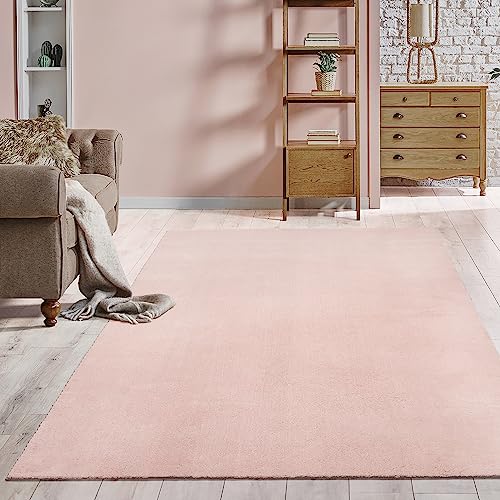 the carpet Relax Tappeto moderno a pelo corto, soggiorno, fondo antiscivolo, lavabile fino a 30 gradi, morbidissimo, aspetto pelliccia, Blush, 160 x 220 cm