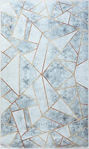 MANI TEXTILE – Tappeto Grafic Grigio/Oro Dimensioni – 50 x 80 cm